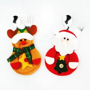 Christmas Snowman Knife and Fork Christmas Cabinet Tableware Decoration Knife and Fork Placemat Pad