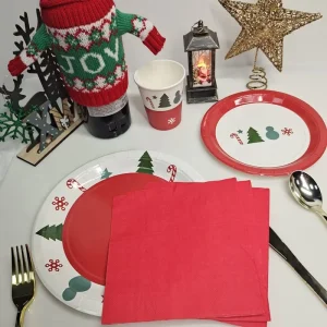 Christmas Snowman Snow Flower Deco Set Theme Party Tableware Includes Paper Cup Napkin New Year Decorative
