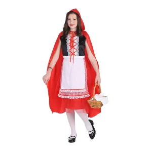 Christmas Stage Performance Anime Cartoon Outfits with Red Hat Halloween Red Maid Fairy Tale Adult Costumes Polyester