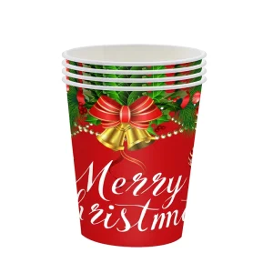 Christmas Tableware Set Disposable Paper Plates Cups Tablecloth for Baking Industry Gold Tree Snowflake Design Party Supplies