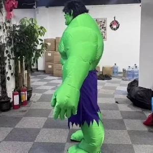 Christmas Theme Animal Plush Walking Green Giant Inflatable Moving Mascot Costume with Helmet for Party and Festival