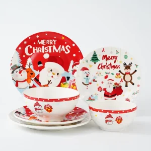 Christmas Theme Decal Tableware Festive for Christmas Party Family Gatherings Porcelain Plate Christmas Gifts