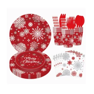 Christmas Theme Disposable Paper Dinner Plate Cup Napkin Birthday Party Tableware Set