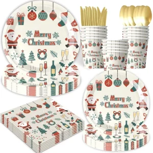 Christmas Themed Disposable Paper Plate Tableware and Venue Decoration Supplies for Party for Christmas Parties Celebrations