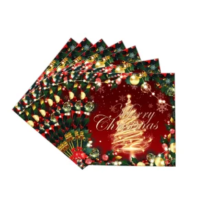 Christmas Themed Disposable Paper Plates Tableware Set Includes Festive Paper Cups and Plates for Party Decoration Supplies