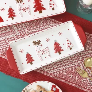 Christmas Themed Eco Friendly Porcelain Dinnerware Sets Festive Hand Painted Glazed Cute Design Factory Direct Supply