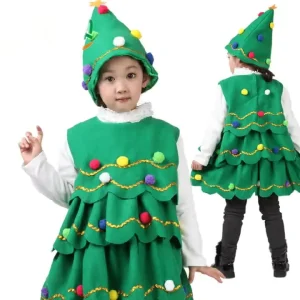 Christmas Tree Children’s Costume and Christmas Children’s Cosplay Performance Costume