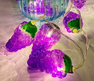 Christmas Tree Decoration with Starry Sky String Lights Grape Shaped Scenes and Small Night Lights
