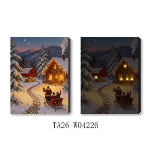 Christmas Tree LED Light Wall Hanging Picture, Snowy Scene