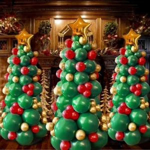 Christmas Tree Set Colorful Golden Star Latex Balloon for Festive Christmas Eve Event Scene Big Party Balloon