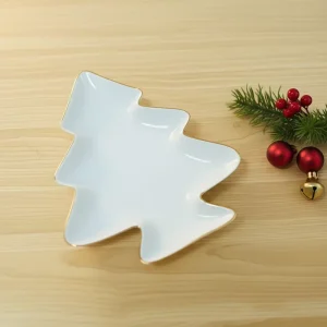 Christmas Tree Shaped Ceramic Plate Decorative Dessert Serving Dish