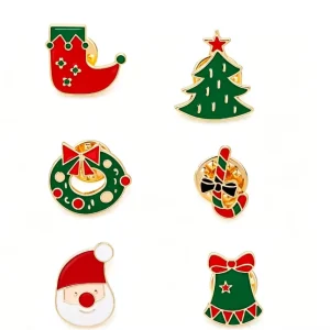 Christmas Tree and Reindeer Metal Enamel Brooch Hat Clothing Tie Scarf Pin Badge Brooch Customized