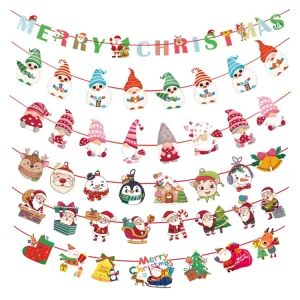 Christmas Triangle Flag New Years Festivals Hanging Decorations Merry Christmas Paper Banner