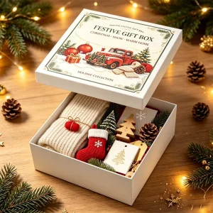 Christmas Vintage Hard Gift Box Custom Tea Wine Beverage Holiday Packaging Carton OEM ODM Factory
