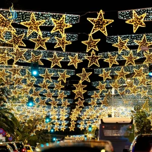 Christmas Waterproof LED Star Lantern Hanging Motif Festival Lantern for Street Decoration