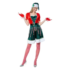 Christmas Women’s Cosplay Suits 5 Piece Set Multi Size Polyester Dresses for Festive Party Performance Attire