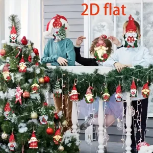Christmas Wooden Decorations Rural Style Christmas Tree Pendants Statues Elves Christmas Gifts Hanging