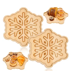 Christmas Wooden Snacks Serving Platters Winter Wood Appetizer Charcuterie Board for Home Party