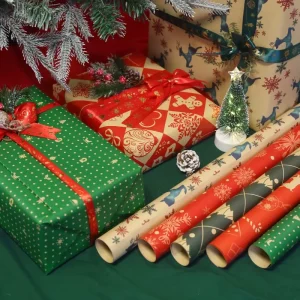 Christmas Wrapping Paper Kraft Paper Thickened High-end Printing Holiday Gift Flower Bouquet Gift Box Packaging Snowflake Gifts