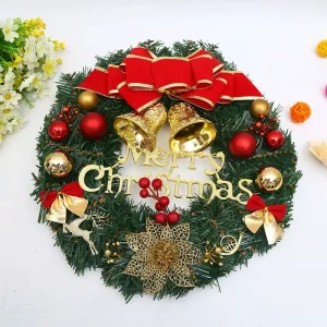 Christmas Wreath Garland with Ribbon, Indoor and Outdoor