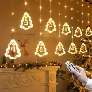Christmas Wreath LED Decorative Light String with USB Remote Control 3m Length IP43 Rated Dimmable for Home Courtyard Decoration