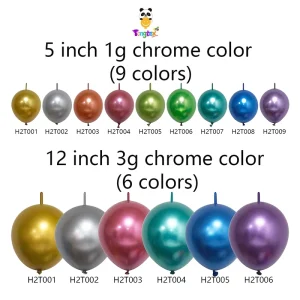 Chrome Metallic Linkable Tail Balloons Needle Tail Balloons 6 Inch 10 Inch Wedding Birthday Celebration Latex Balloons