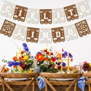 Cielito Lindo Papel Picado Banner Mexican Brown Party Flag Banner for Baby Shower Mexican Cinco De Mayo Fiesta