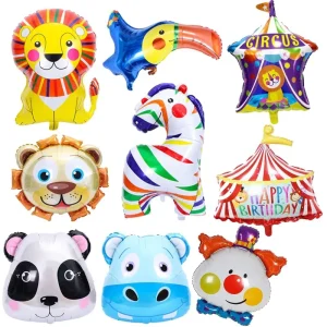 Circus Animal Foil Balloons Clown Zebra Lion Aluminum Flim Balloons for Kids Birthday Party Decoration Party Supplies