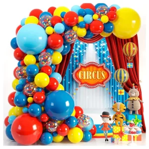 Circus Balloon Set Carnival Birthday Party Decoration Clown Hot Air Balloon Red Blue Yellow Color Kit De Decoracoes Balao