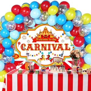 Circus Carnival Red Blue Yellow Balloons Arch Garland Kit Backdrop Globos Party Kids Birthday Baby Shower Party Decoration