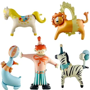 Circus Party Decoration Carousel Sea Lion Clown Aluminum Foil Balloons
