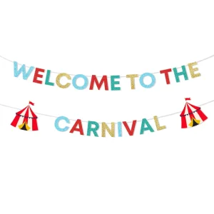 Circus Party Supplies Welcome to the Carnival Colorful Shiny Glitter Banner Paper Hanging Decorations