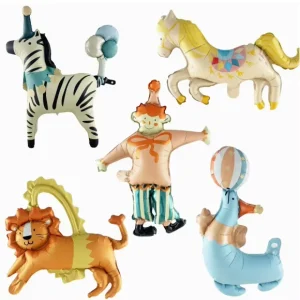 Circus Theme Aluminum Foil Balloons Glabos Clown Sea Lion Lion Zebra Cartoon Balloon for Kids Carnival Birthday Party Decor