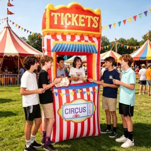 Circus Ticket Inflatable Booth Carnival Entrance Arch Inflatable Decoration for Event Party Festival Carnival Game Rental