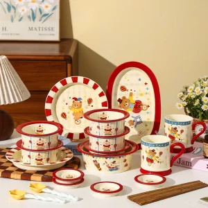 Circus themed Cute Ceramic Tableware Set Bear Design Customizable High value Couple’s Mugs Eco Friendly Birthday Holiday