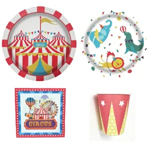 Circus themed Party Tableware Paper Plates 9 inch 7 inch Festive Disposable Party Tableware Paper Cups Event Decor
