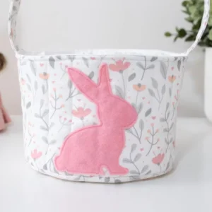 Classic Cute Easter Bunny Cotton Baskets for Kids Reusable Durable Non-Toxic Party Decorations