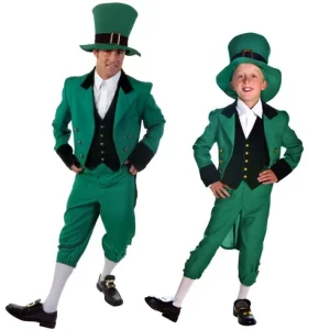 Classic Irish Elf Swallowtail Suit Halloween Children’s and Adults’ Green Suit Carnival Party Magician Performance Costume