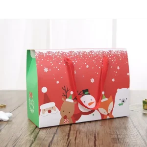Claus Snowman Candy Cookie Christmas Hand Bag Gift Box for Party DIY Papercard Packing Bag Large Christmas Package Box