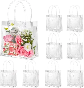 Clear PVC Transparent Party Favor Tote Bag With Soft Handles Snap Button Closure Reusable Gift Wrapping Shopper Bag for Wedding