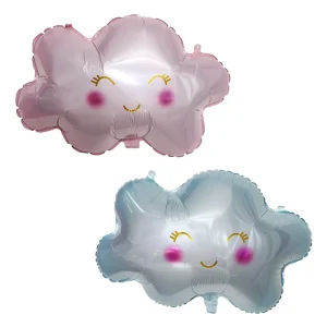 Cloud Balloons Aluminum Foil Balloons Smiley Cloud Balloons in Blue & Pink for Birthday Party Scene Decoration