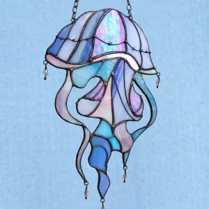 Coastal Themed Art Deco Stained Glass Sun Catcher Ocean Animal Wall Art Handmade Gift
