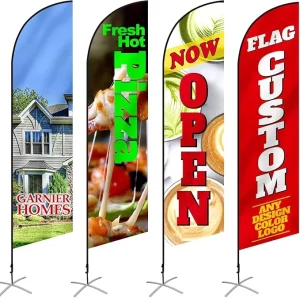 Coffee Feather Flag Outdoor Advertising Swooper Banner With Pole Base Waterproof Polyester Coffee Shop