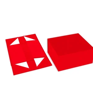 Collapsible Folding Paper Gift Boxes, Red Plaid Merry Christmas Printed Foldable Carton Boxes for Xmas Holiday Gift Packaging