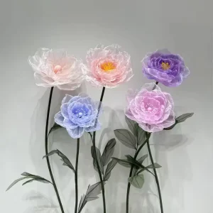 Color Flowers Design Artificial Giant Organza Peony Flower for Party Flower Arrangement Wedding Decoration