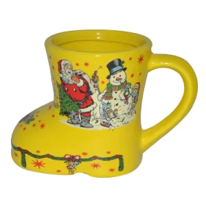 Color Glazed Decal Cute Ceramic Porcelain Boot Shape Christmas Mug for Coffee Tea Business Gift