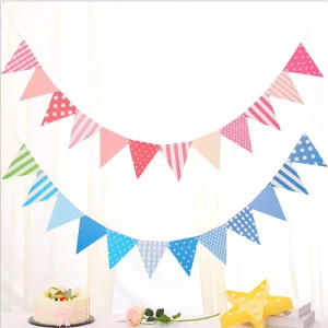 Color Paper Pennant Children’s Day Decorative Holiday String Print Flag Birthday Party Decorate Pull the Banner