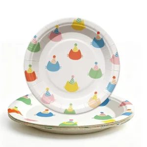 Colored Birthday Hats Disposable Paper Plates 10 Pieces Per Bag Party Supplies for Kids Birthday Celebration Tableware Decor