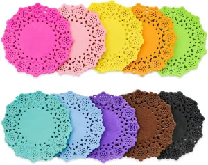 Colored Lace Paper Doilies Disposable Paper Doilies for Dessert Trays Tables Cake Fried Food Wedding Party Tableware Decor