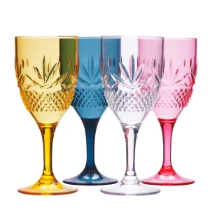 Colored Reusable Portable Plastic Tritan Wine Glasses Unbreakable Stemmed 17oz Customized Color Party Drinkware